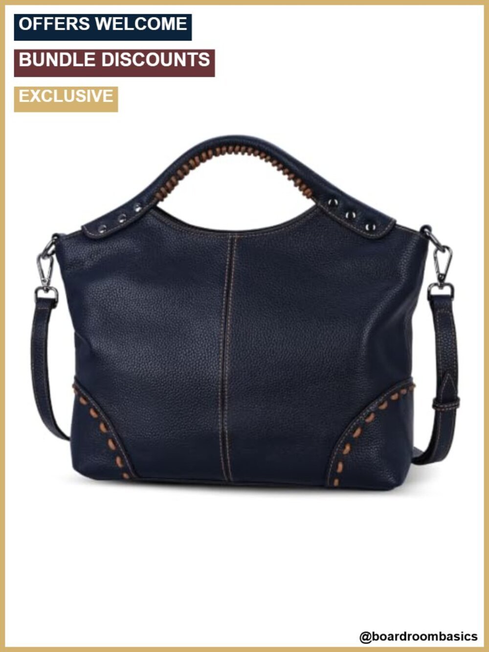 Leather Crossbody Satchel Handbag with Detachable Strap, Large Hobo Tote